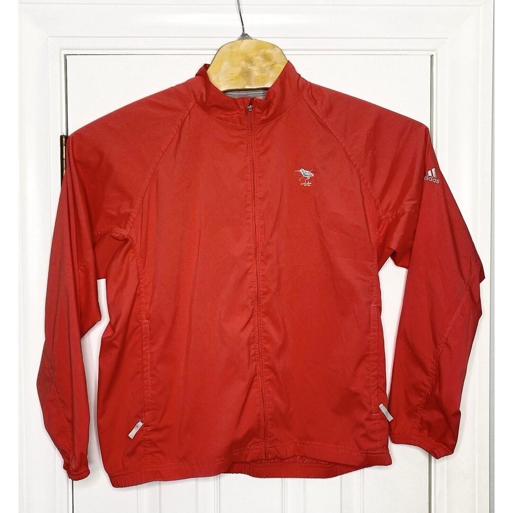 Adidas Golf Women's Long Sleeve Windbreaker Jacket Large Pink/Red Embroidered